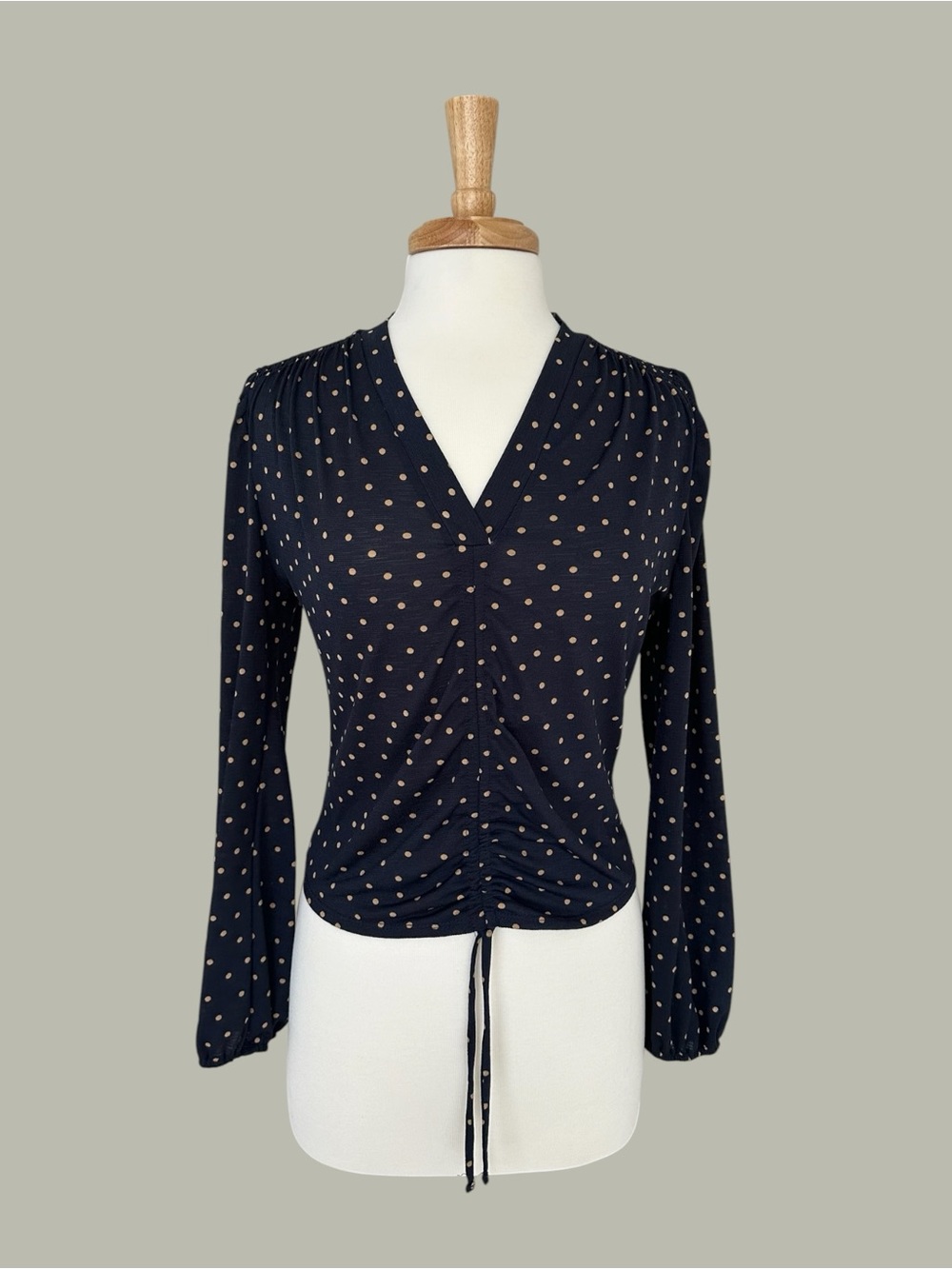 Adrianna Papell Polka Dot Ruched Blouse - Medium